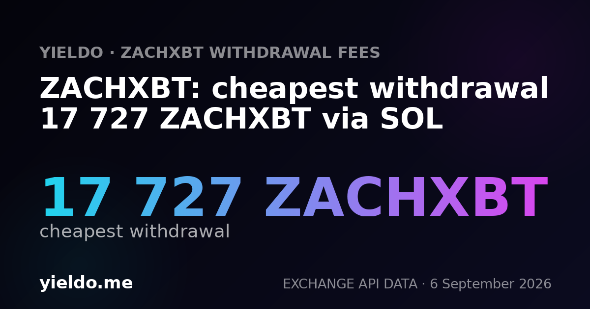 ZACHXBT: cheapest withdrawal 17 727 ZACHXBT via SOL