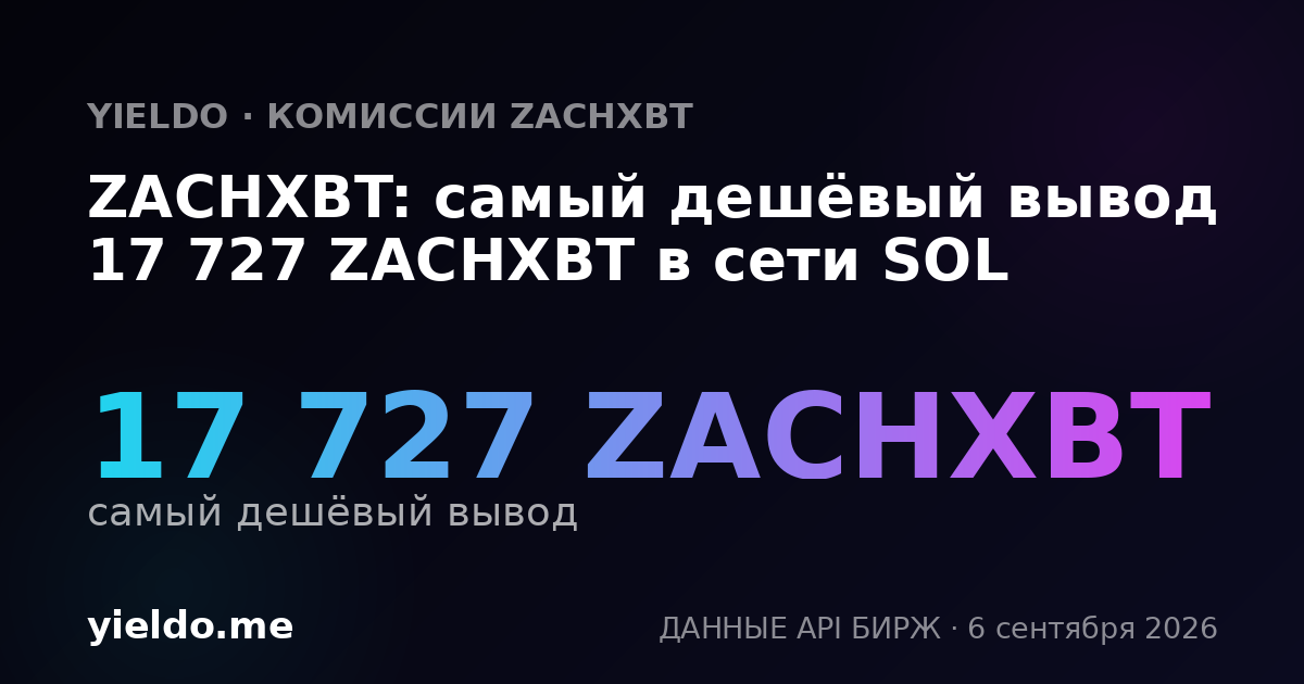 ZACHXBT: самый дешёвый вывод 17 727 ZACHXBT в сети SOL