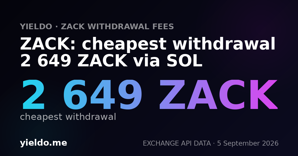 ZACK: cheapest withdrawal 2 649 ZACK via SOL