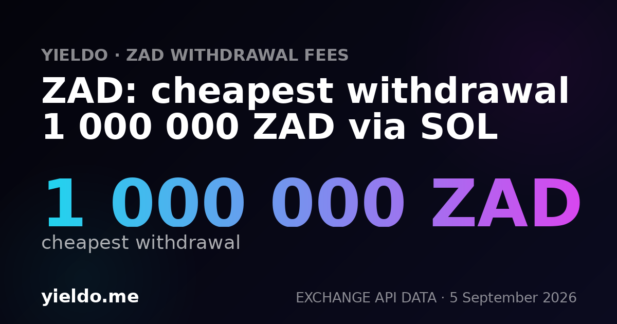 ZAD: cheapest withdrawal 1 000 000 ZAD via SOL