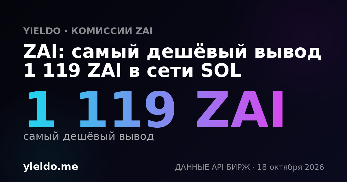 ZAI: самый дешёвый вывод 1 119 ZAI в сети SOL