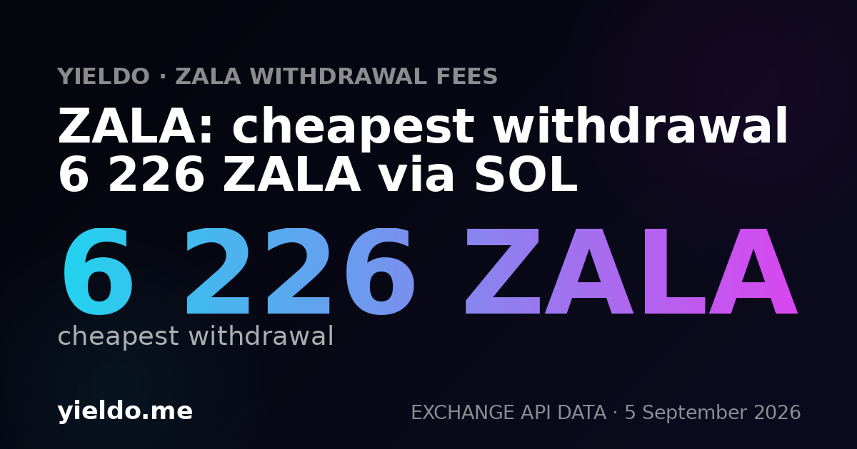 ZALA: cheapest withdrawal 6 226 ZALA via SOL
