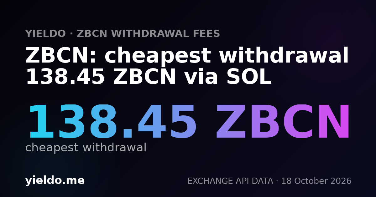 ZBCN: cheapest withdrawal 136.46 ZBCN via SOL
