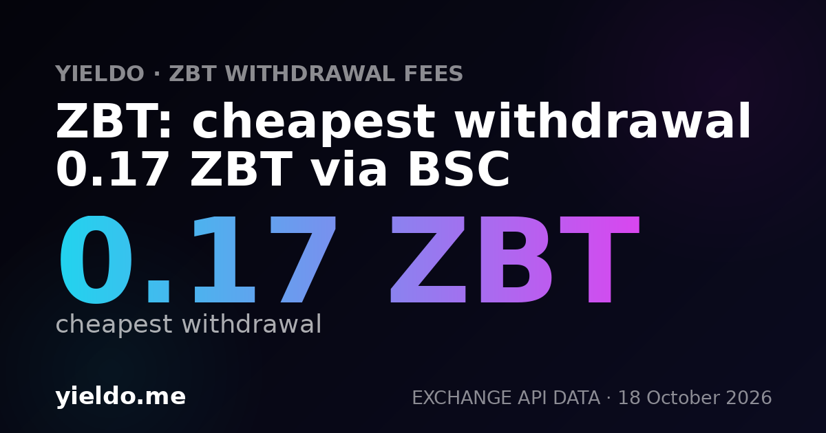 ZBT: cheapest withdrawal 0.17 ZBT via BSC