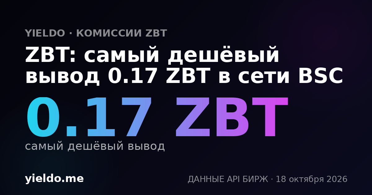 ZBT: самый дешёвый вывод 0.17 ZBT в сети BSC