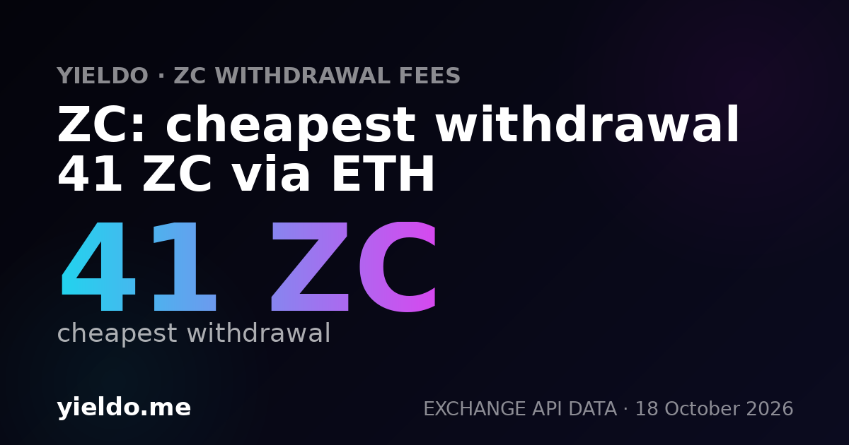 ZC: cheapest withdrawal 41 ZC via ETH