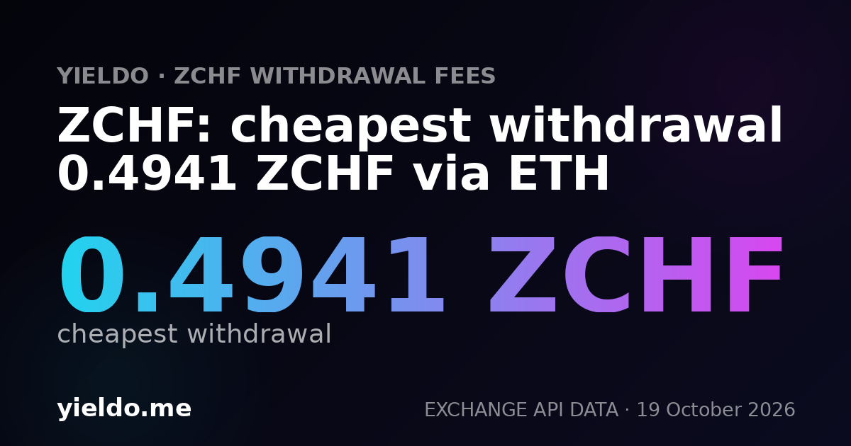 ZCHF: cheapest withdrawal 0.4898 ZCHF via ETH