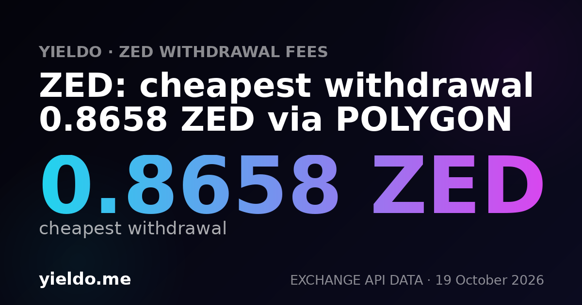 ZED: cheapest withdrawal 0.8658 ZED via POLYGON