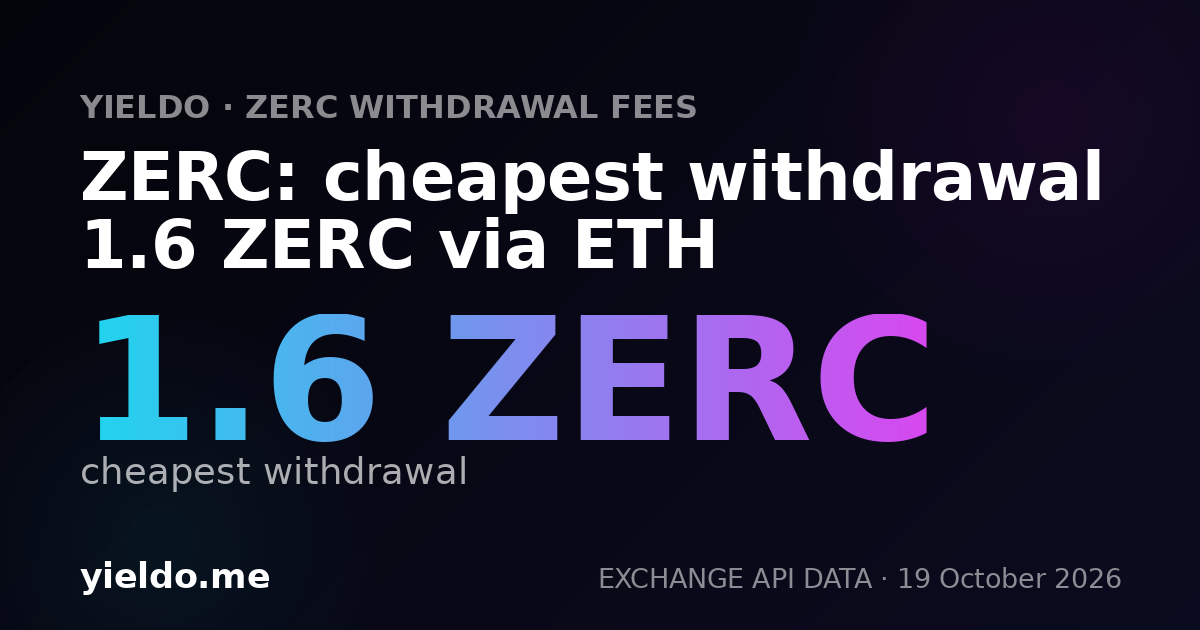ZERC: cheapest withdrawal 1.6 ZERC via ETH