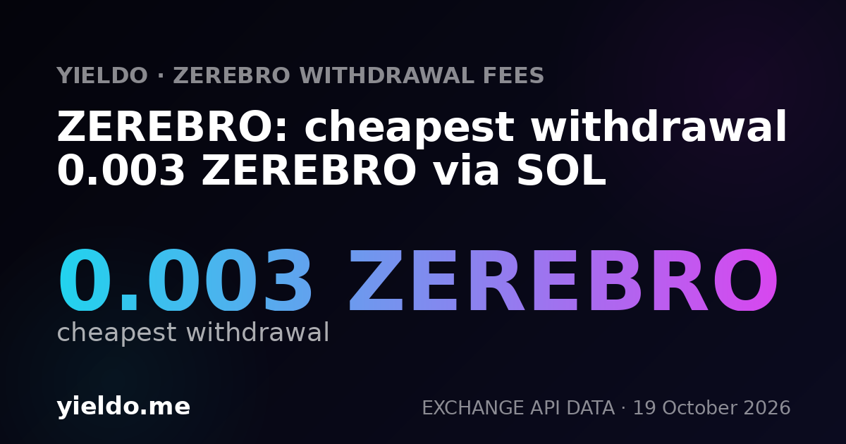 ZEREBRO: cheapest withdrawal 0.003 ZEREBRO via SOL