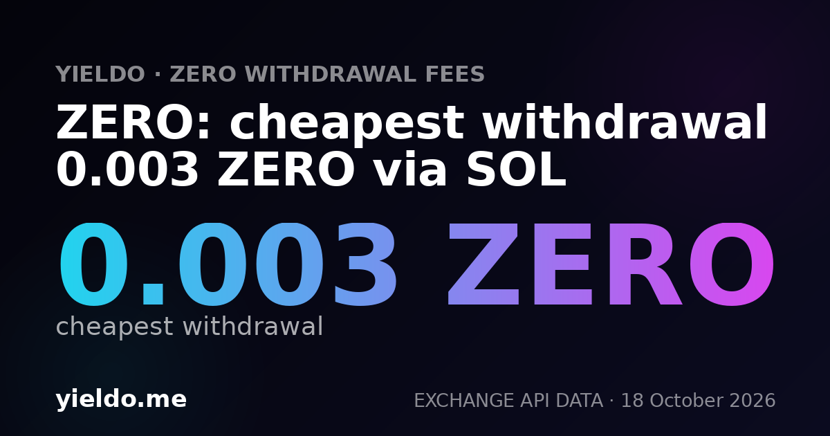 ZERO: cheapest withdrawal 0.003 ZERO via SOL