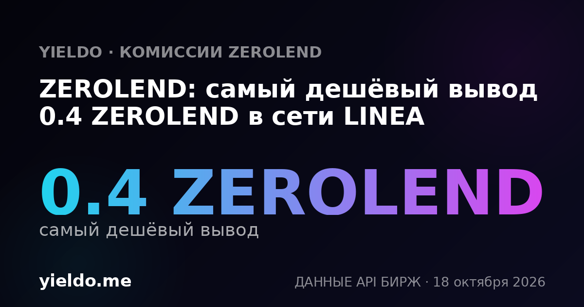 ZEROLEND: самый дешёвый вывод 0.4 ZEROLEND в сети LINEA
