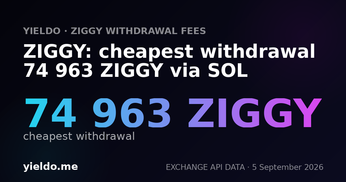 ZIGGY: cheapest withdrawal 74 963 ZIGGY via SOL