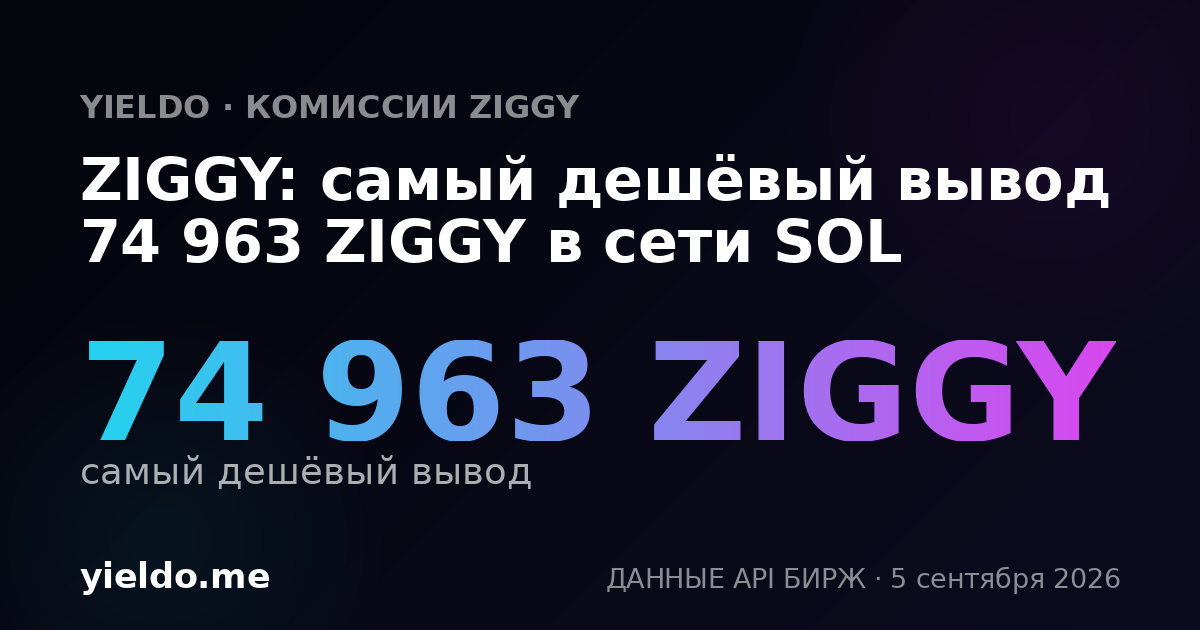 ZIGGY: самый дешёвый вывод 74 963 ZIGGY в сети SOL