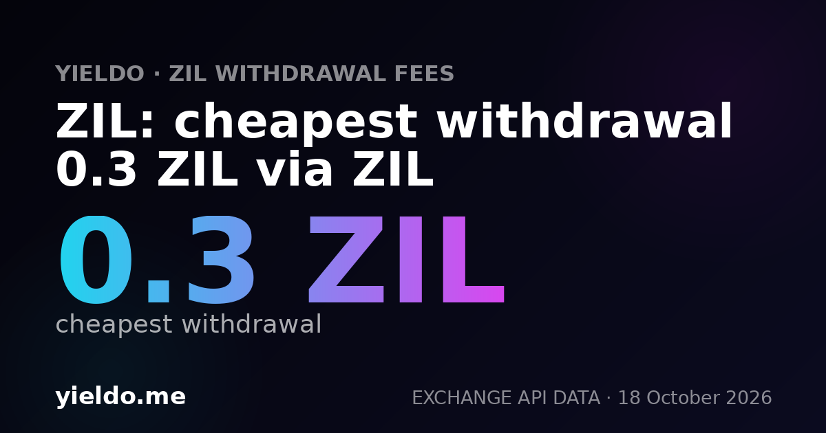 ZIL: cheapest withdrawal 0.3 ZIL via ZIL