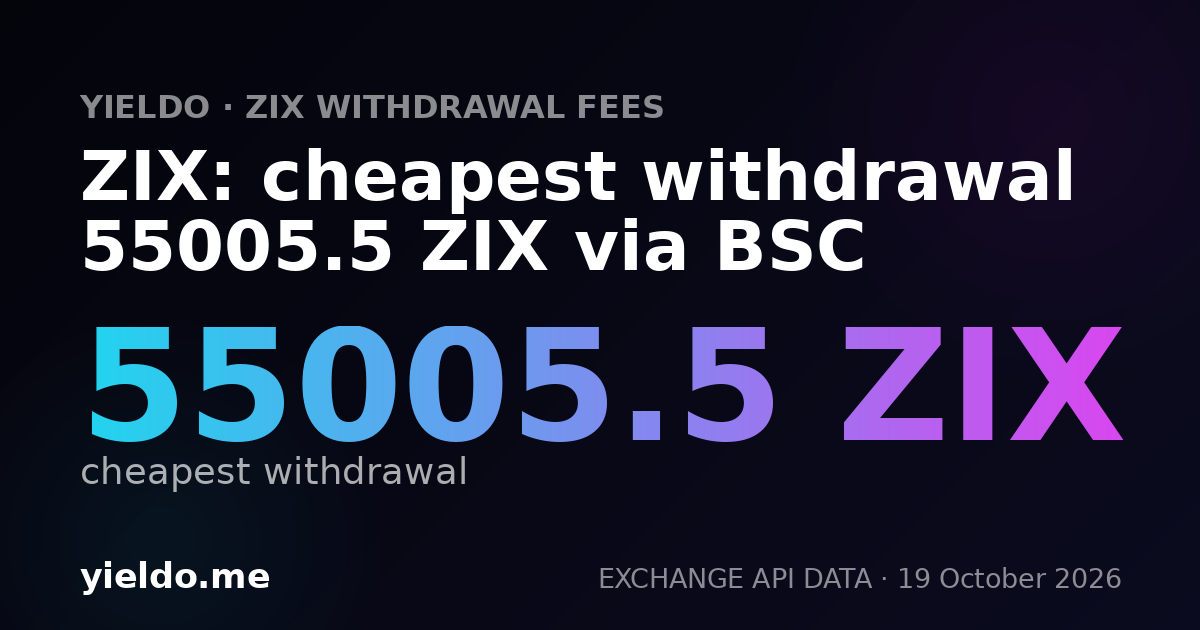 ZIX: cheapest withdrawal 49900.2 ZIX via BSC