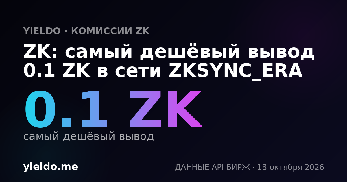 ZK: самый дешёвый вывод 0.1 ZK в сети ZKSYNC_ERA