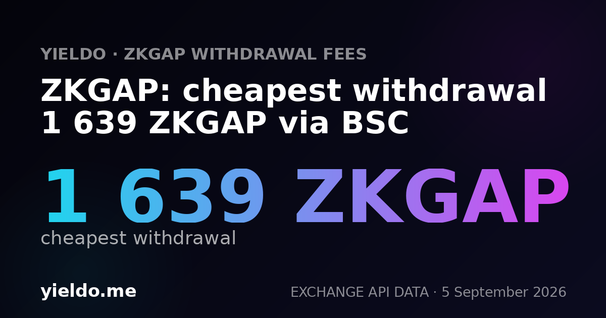 ZKGAP: cheapest withdrawal 1 639 ZKGAP via BSC