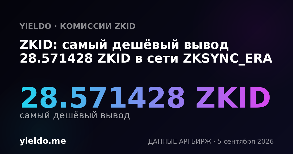 ZKID: самый дешёвый вывод 28.571428 ZKID в сети ZKSYNC_ERA