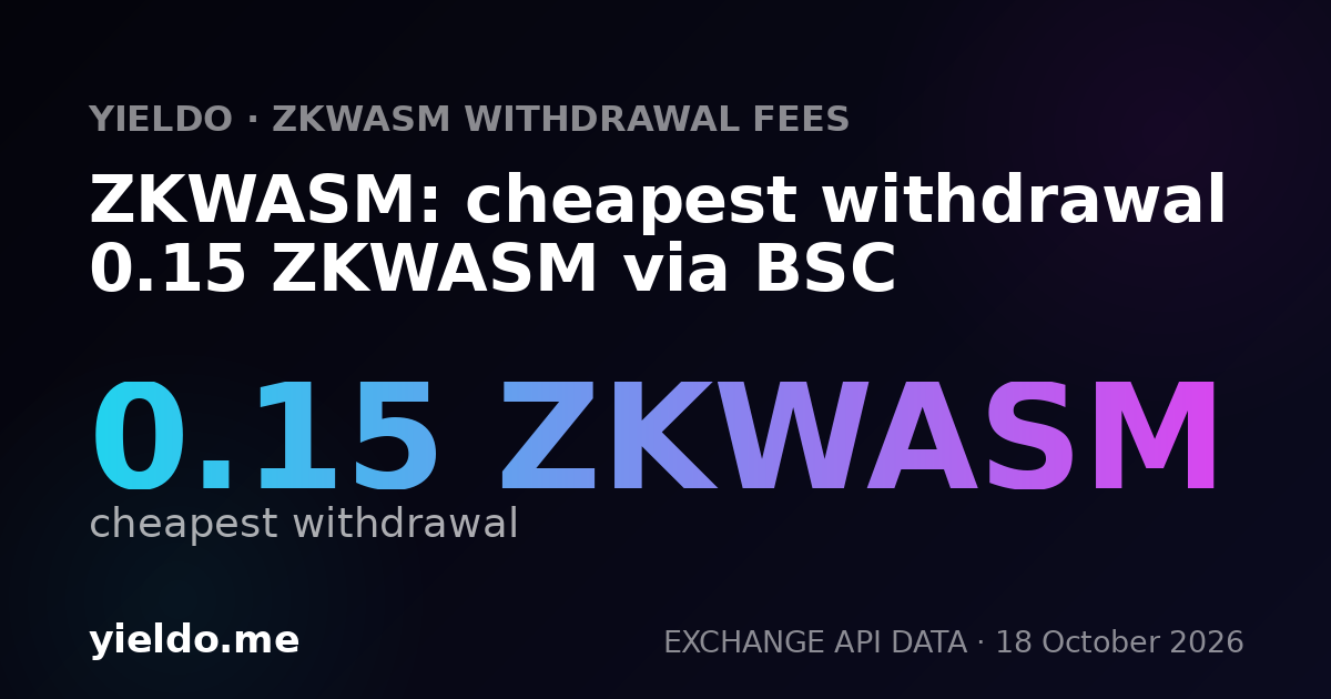 ZKWASM: cheapest withdrawal 0.15 ZKWASM via BSC