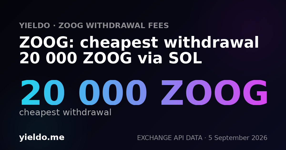 ZOOG: cheapest withdrawal 20 000 ZOOG via SOL