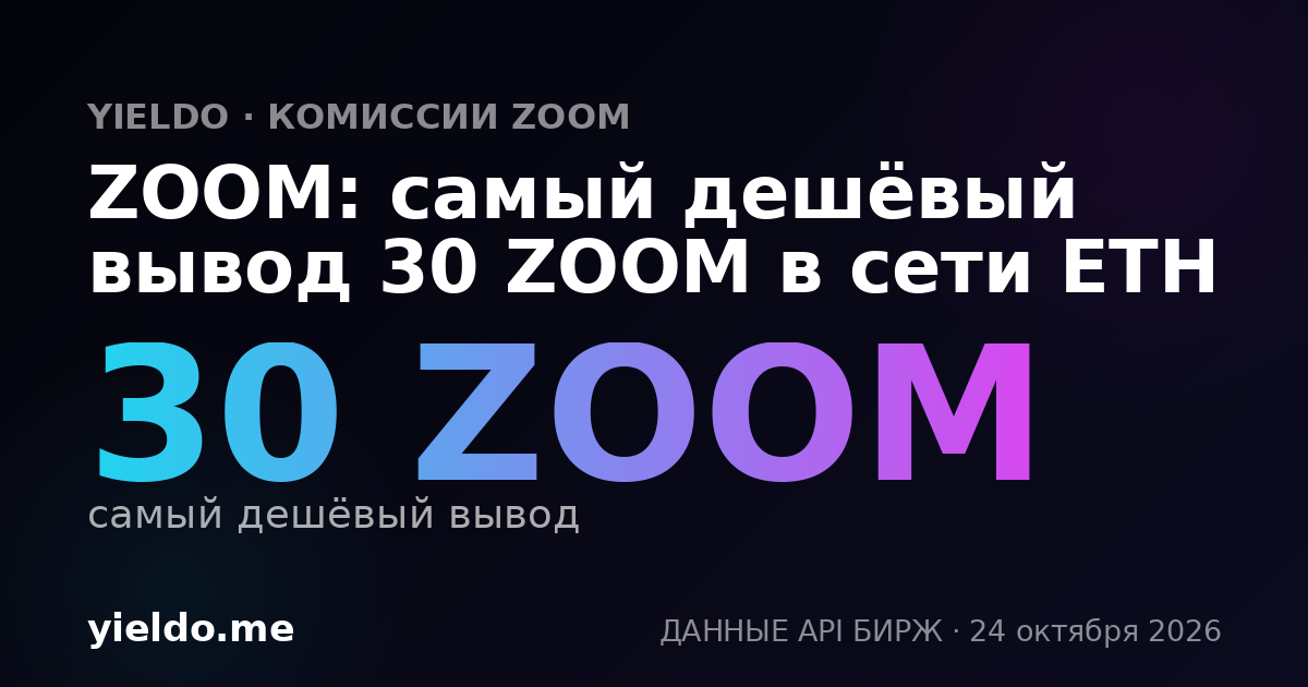 ZOOM: самый дешёвый вывод 30 ZOOM в сети ETH