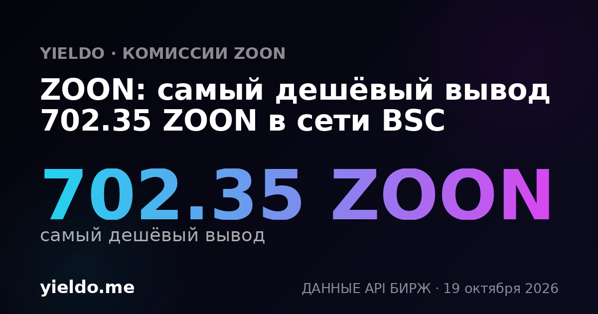 ZOON: самый дешёвый вывод 702.35 ZOON в сети BSC
