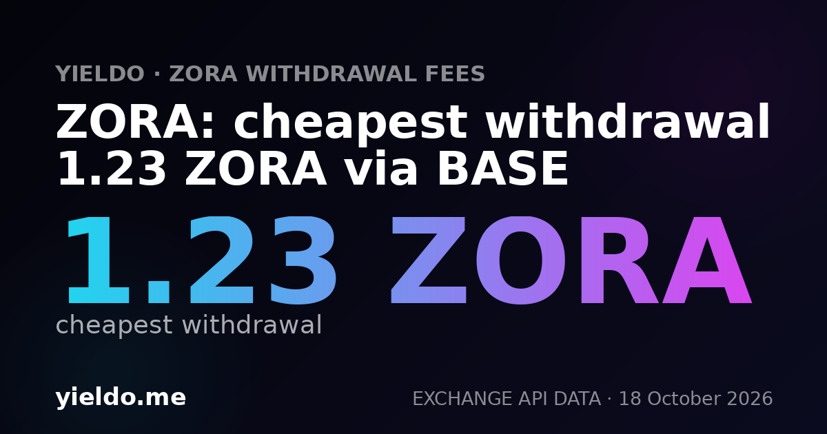 ZORA: cheapest withdrawal 1.23 ZORA via BASE