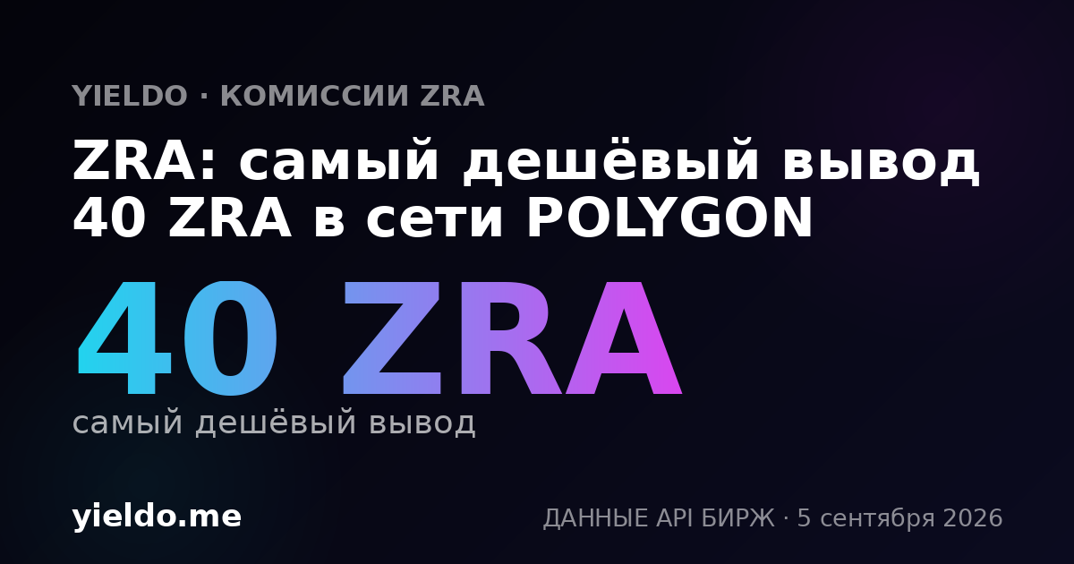 ZRA: самый дешёвый вывод 40 ZRA в сети POLYGON