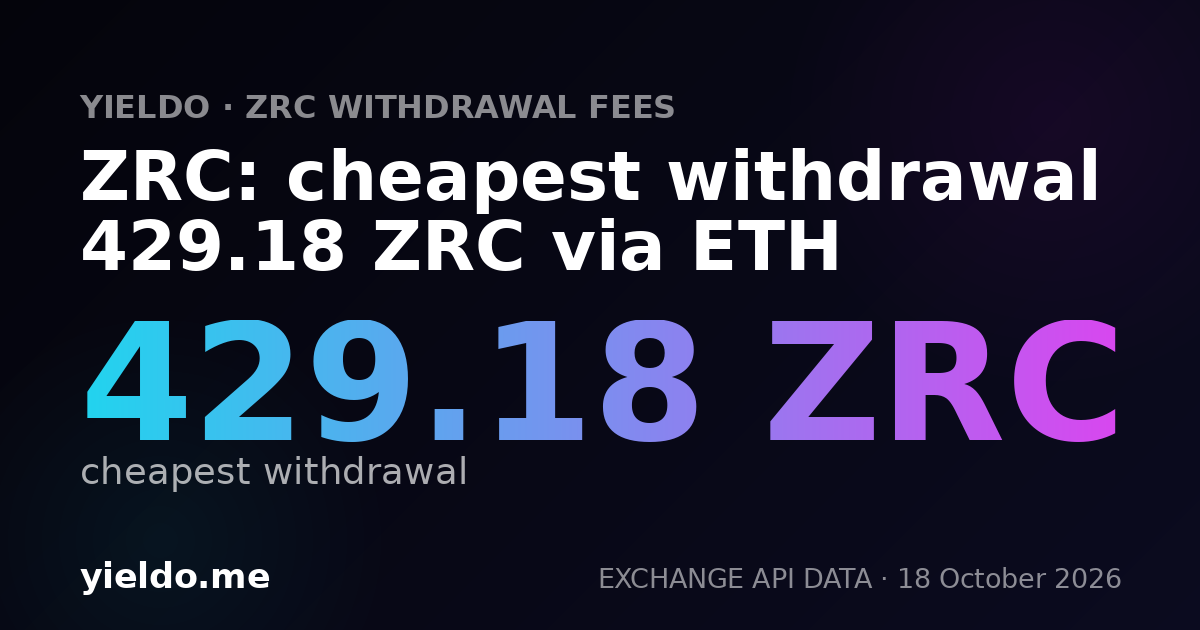 ZRC: cheapest withdrawal 434.87 ZRC via ETH