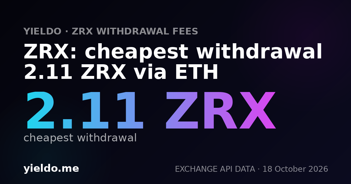 ZRX: cheapest withdrawal 2.12 ZRX via ETH