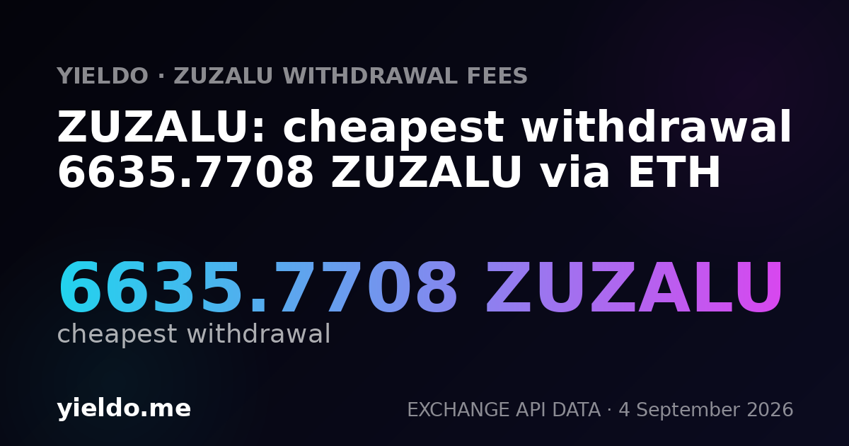 ZUZALU: cheapest withdrawal 6635.7708 ZUZALU via ETH