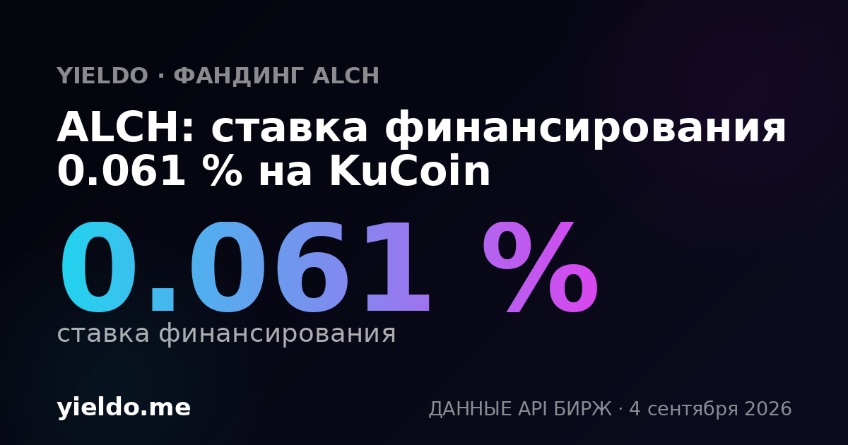 ALCH: ставка финансирования 0.071 % на KuCoin