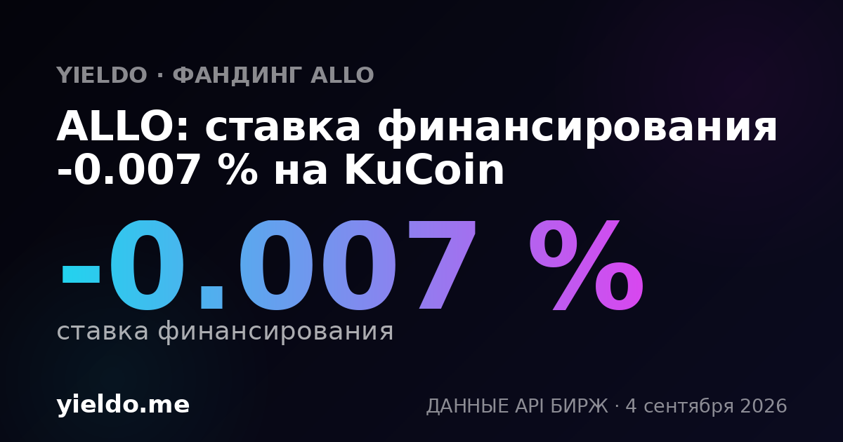 ALLO: ставка финансирования -0.007 % на KuCoin