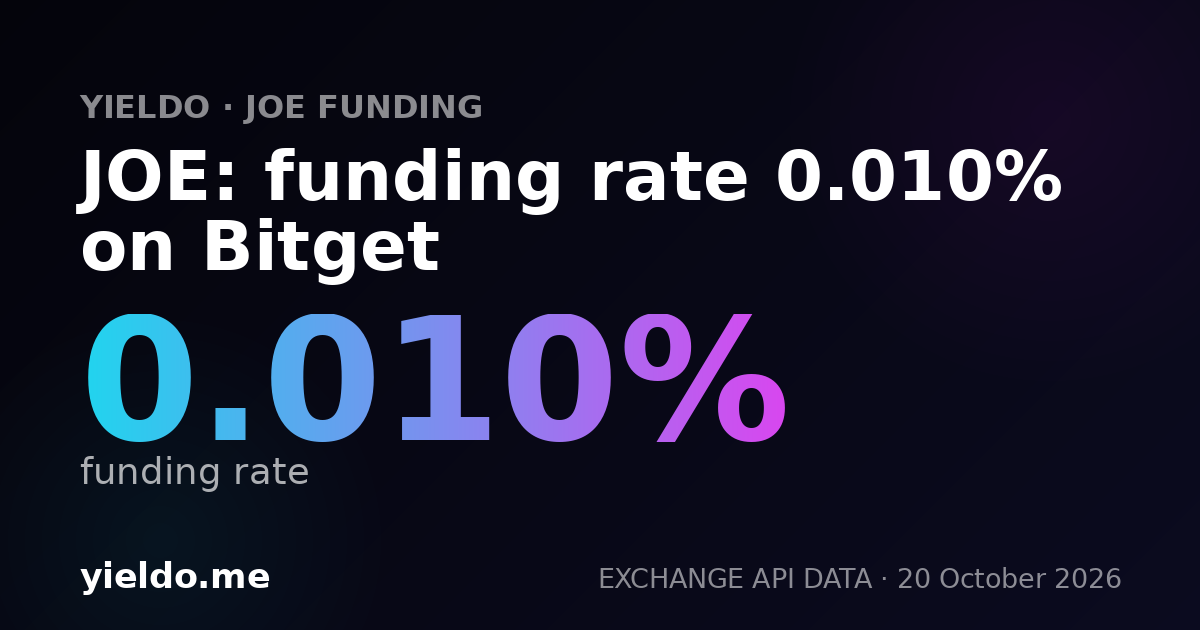 JOE: funding rate 0.010% on Bitget