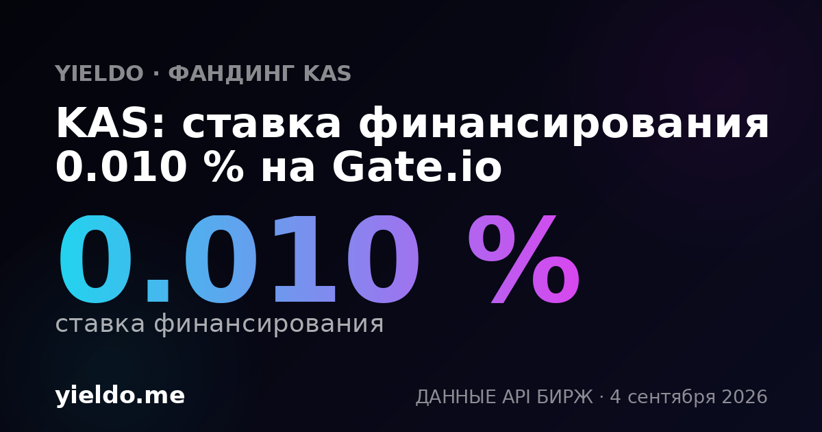 KAS: ставка финансирования 0.010 % на Gate.io