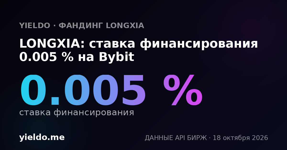 LONGXIA: ставка финансирования 0.005 % на Bybit