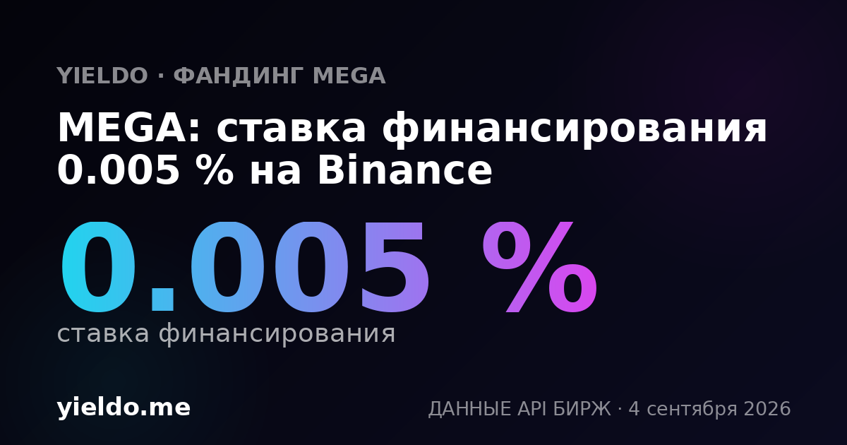 MEGA: ставка финансирования 0.005 % на Binance