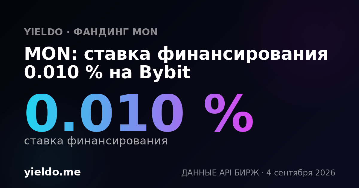 MON: ставка финансирования 0.010 % на Bybit