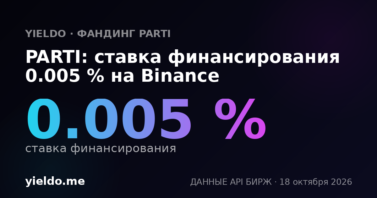 PARTI: ставка финансирования 0.005 % на Binance