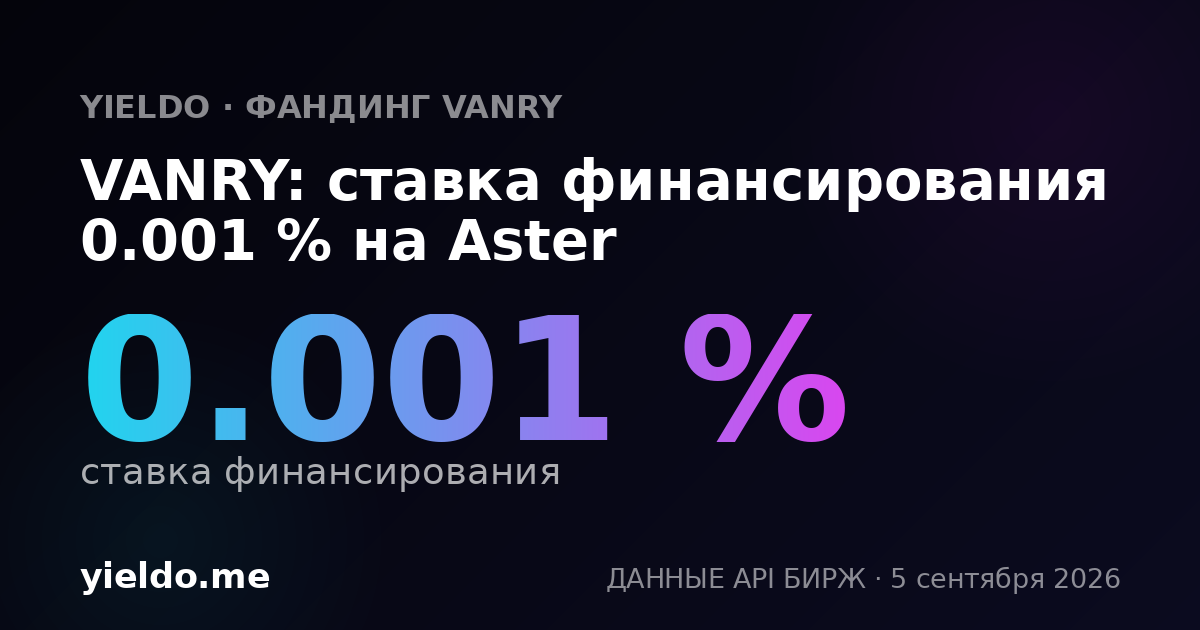 VANRY: ставка финансирования 0.001 % на Aster