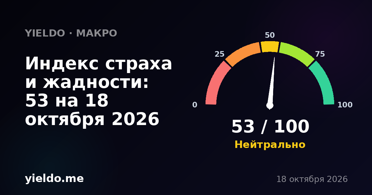 Индекс страха и жадности: 53 на 18 октября 2026
