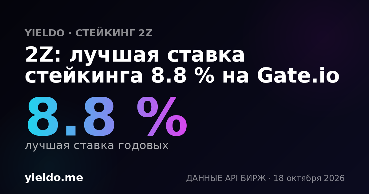 2Z: лучшая ставка стейкинга 8.8 % на Gate.io