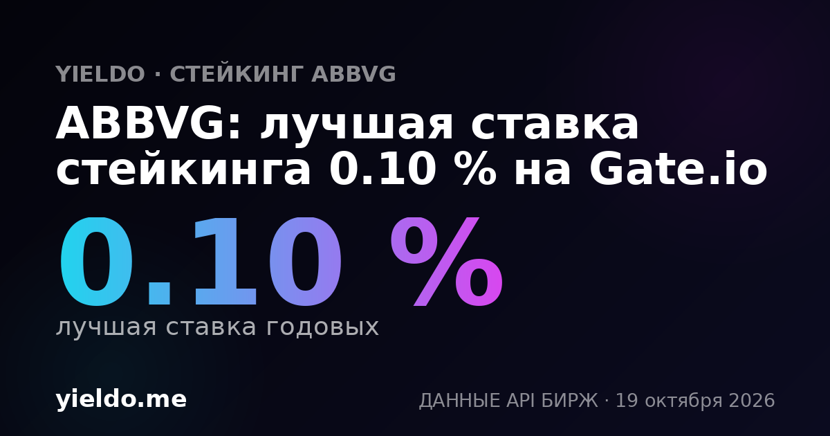ABBVG: лучшая ставка стейкинга 0.10 % на Gate.io
