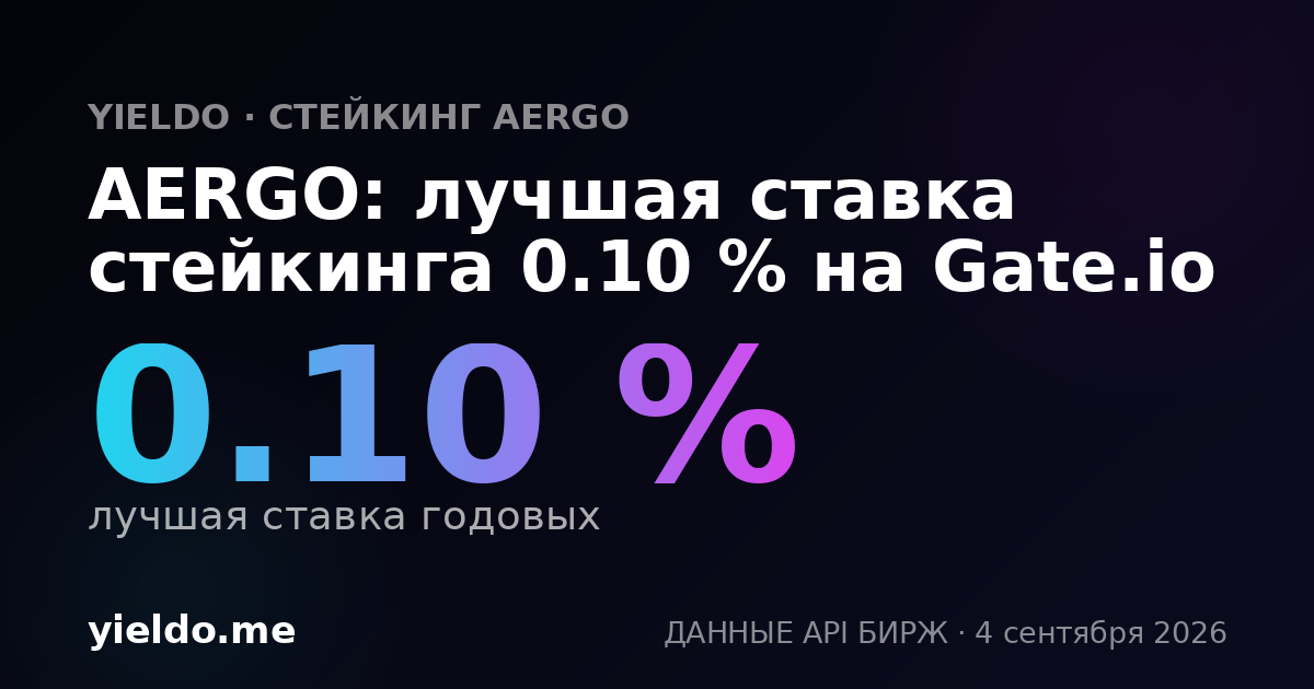 AERGO: лучшая ставка стейкинга 0.10 % на Gate.io