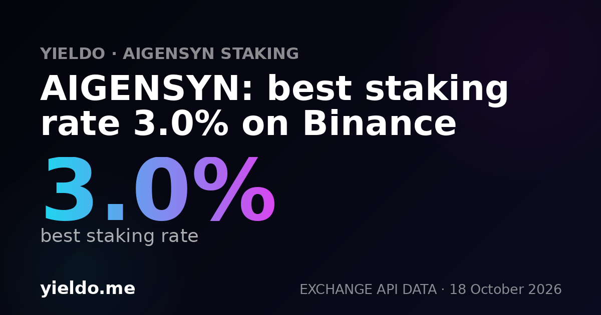 AIGENSYN: best staking rate 3.3% on Binance