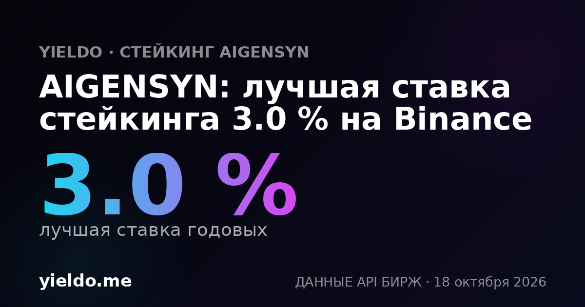 AIGENSYN: лучшая ставка стейкинга 3.1 % на Binance