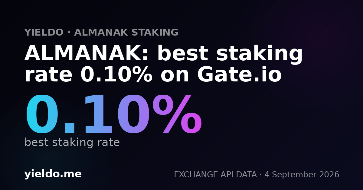 ALMANAK: best staking rate 0.10% on Gate.io