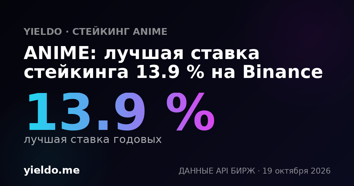 ANIME: лучшая ставка стейкинга 13.9 % на Binance