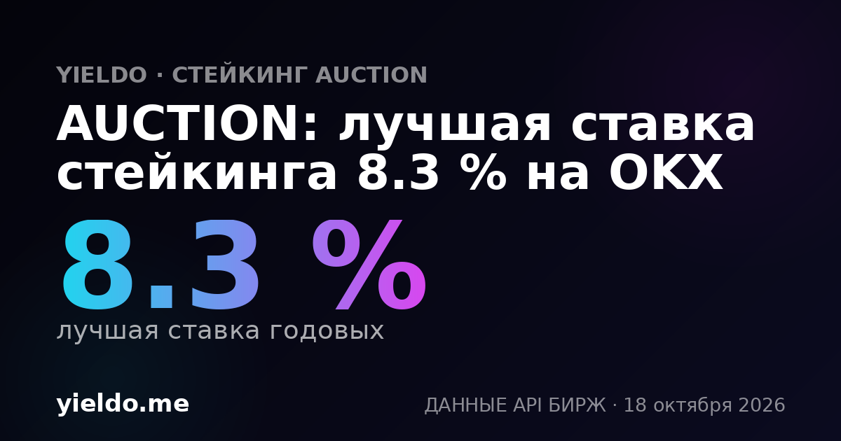 AUCTION: лучшая ставка стейкинга 8.3 % на OKX